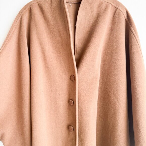 Vintage Elegant Design Wool Cashmere Camel Beige Cape L/XL - Picture 3 of 6